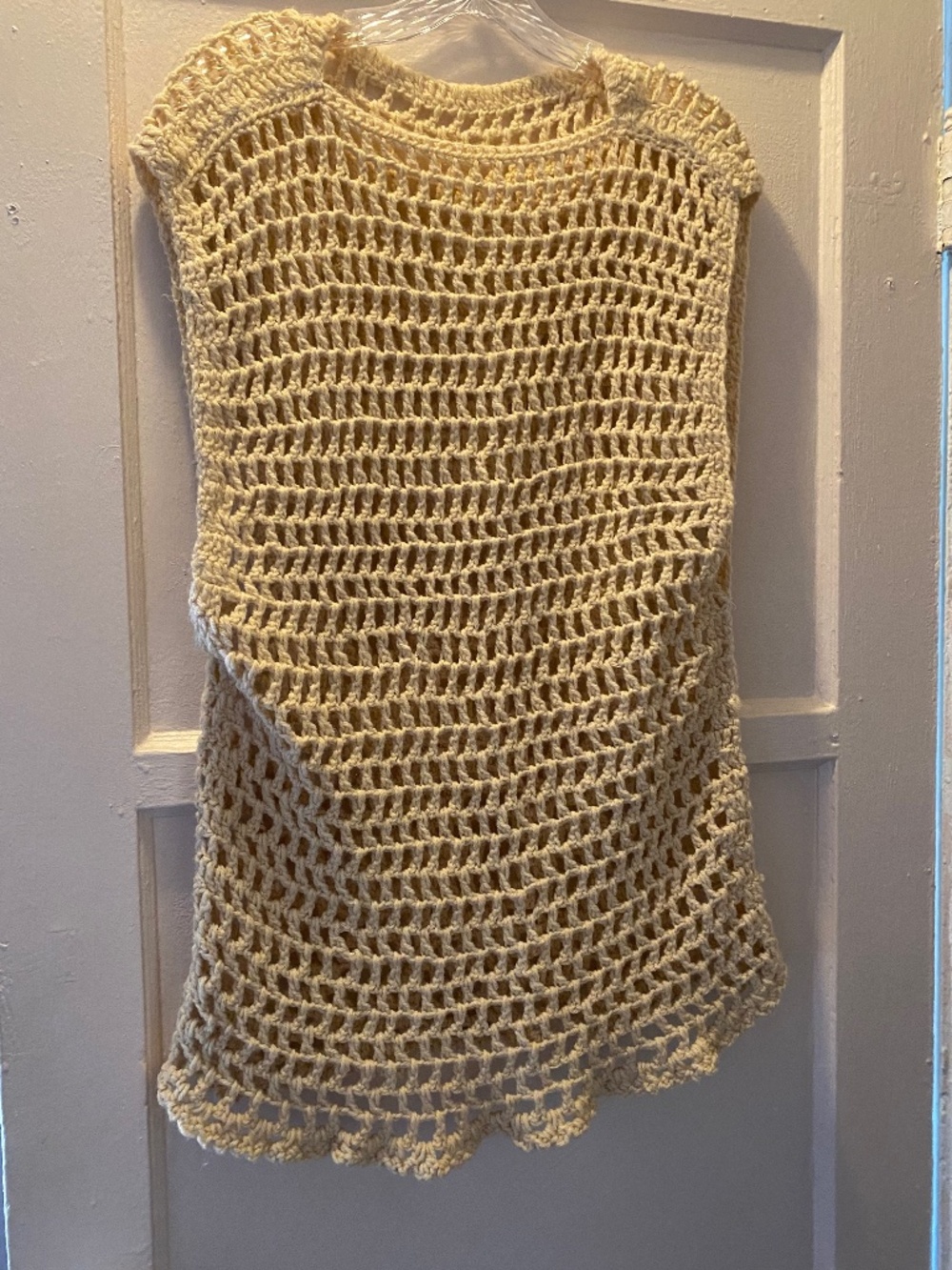 Handmade Crochet Beach Cover Up Dress | Cream | Boho | One Size
